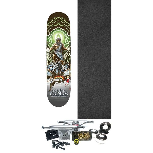 All I Need Skateboards Worship The Old Gods Zeus Skateboard Deck - 8.5" x 32.2" - Complete Skateboard Bundle